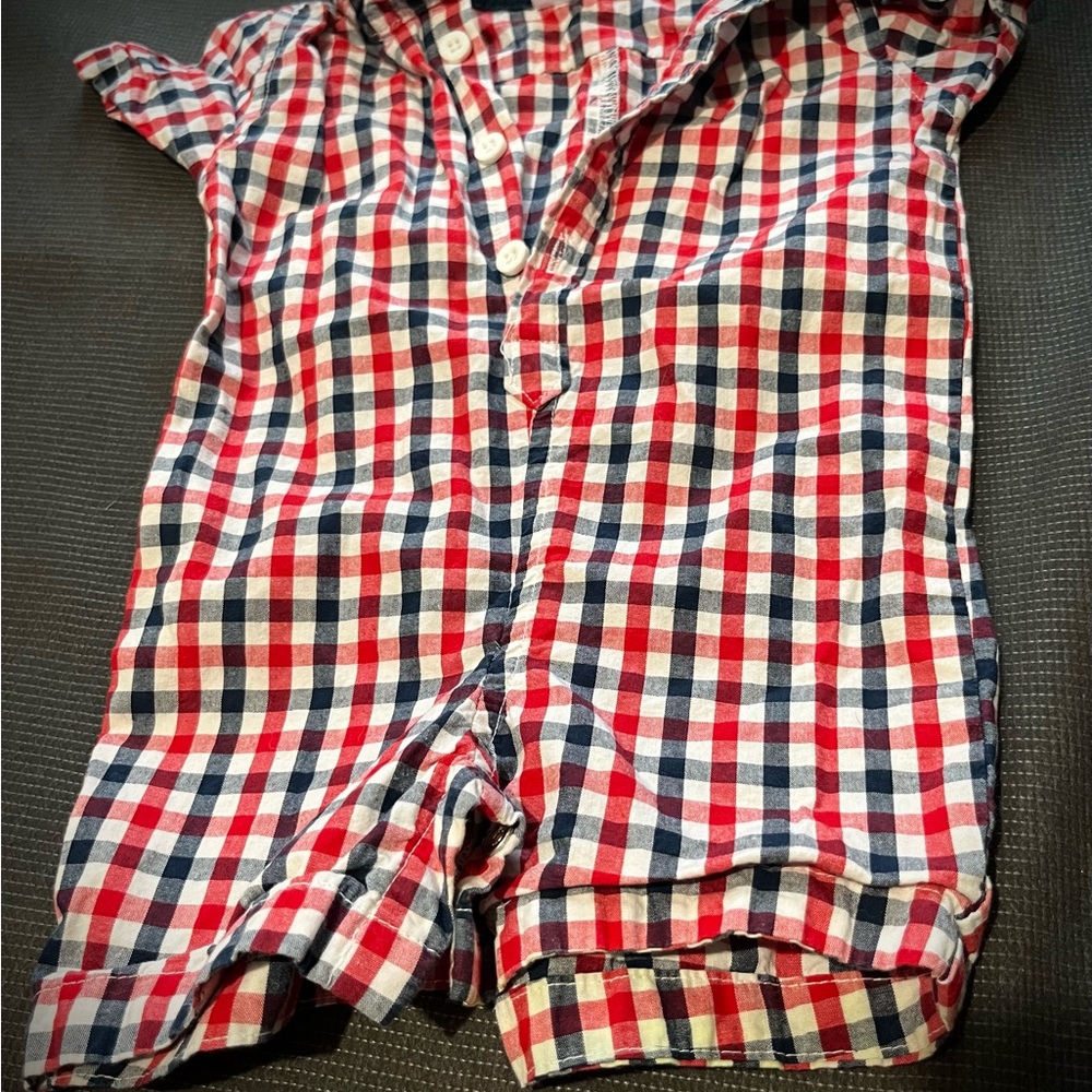 Red and Blue Checkered Romper